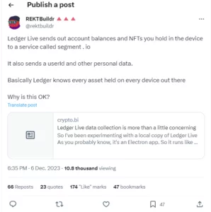 Analiza dejavnosti omrežja Ledger Live 