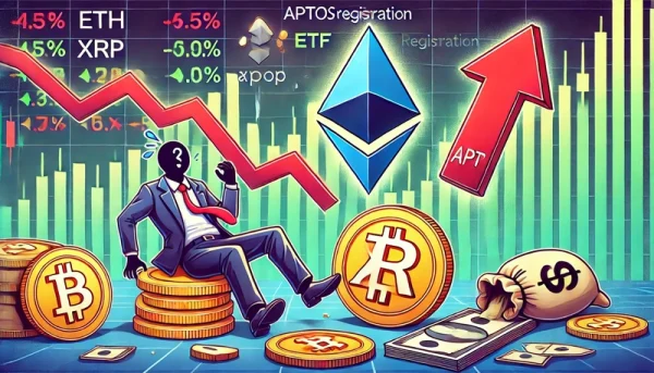 Težave na trgu kriptovalut: ETH, XRP padajo za 5 %, APT se zaradi novic o ETF zvišuje za 10 %.