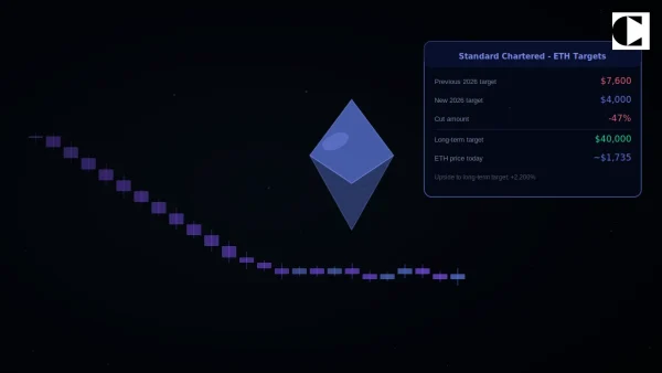 Standard Chartered je znizal cilj za Ethereum za 47% - a obdrzal dolgorocno napoved $40.000